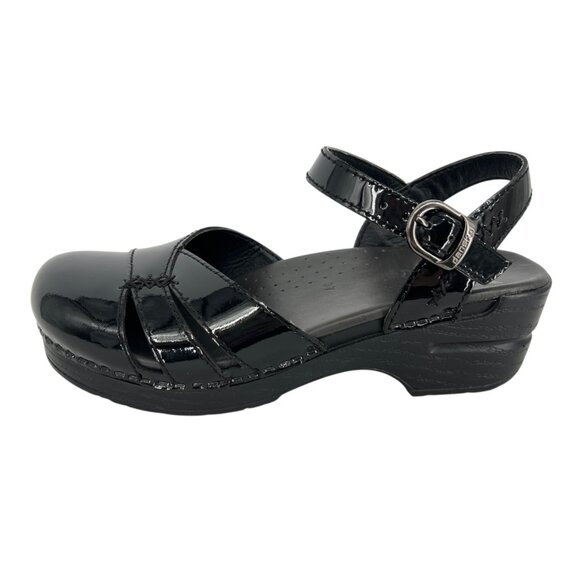 Dansko Maeve Patent Leather Closed Toe Black Sandals Womens Size 37 US 7 - Picture 1 of 13